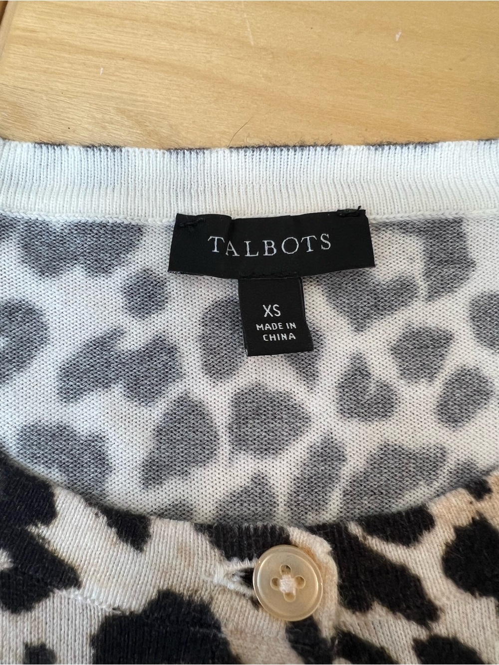 Talbots Leopard Spot Button-Up Cardigan - Black & Cream - Picture 5 of 6